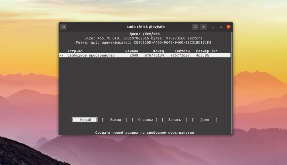 Cfdisk: Освой разметку диска в Linux за 5 минут