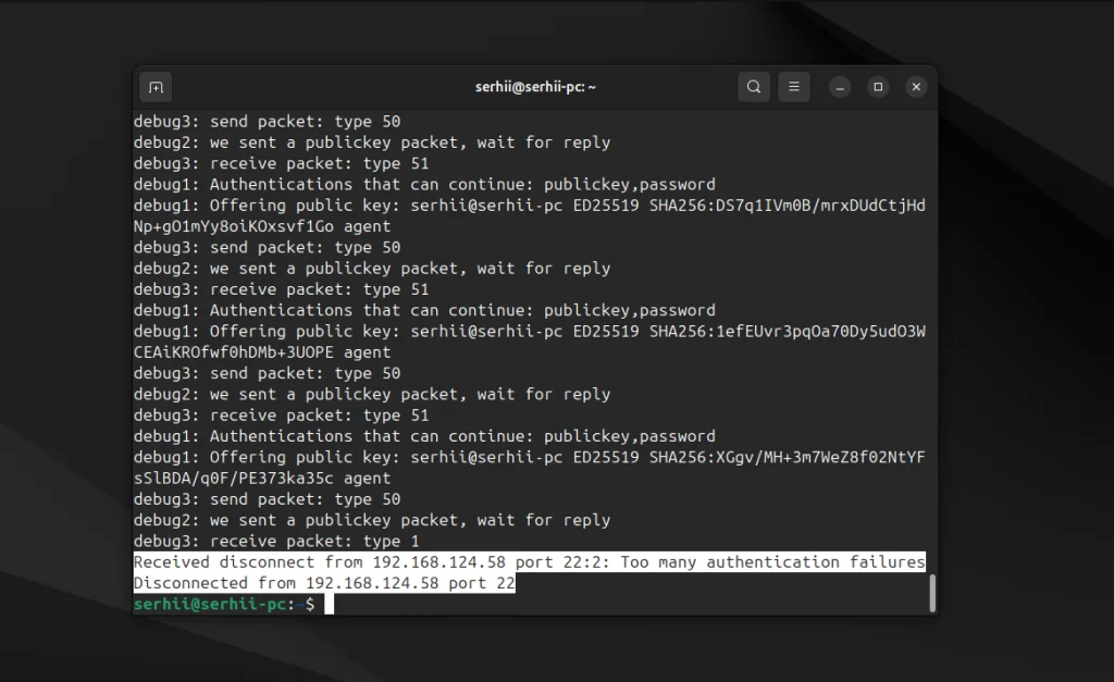 SSH-блокировка: Как обойти ошибку "Too Many Authentication Failures"