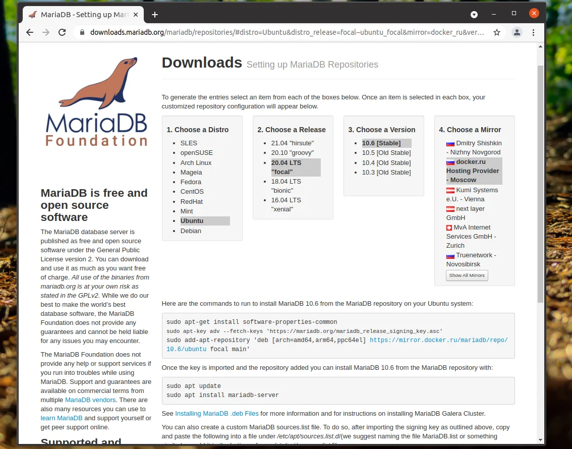 MariaDB в Ubuntu 20.04: Полное руководство по установке и настройке