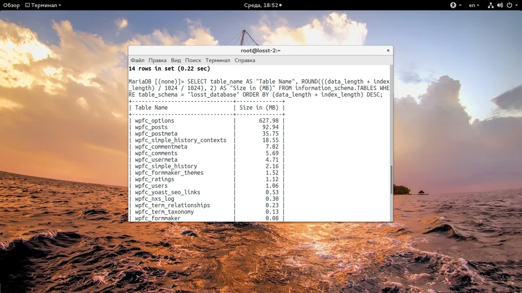 MySQL: Как узнать размер базы данных и найти «тяжелые» таблицы